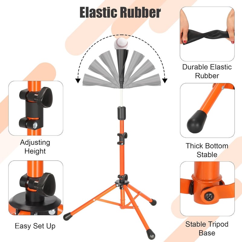 Storgem Baseball Tee,Portable Tripod Batting Tee,Softball Tee for Batting Practice,Hitting Tee Easy Adjustable Height,with Bag - Image 3